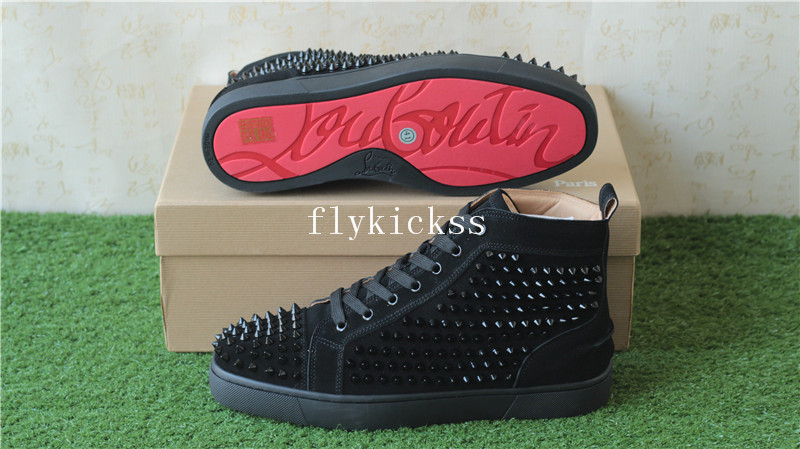 Super High End Christian Louboutin Flat Sneaker High Top Black Suede(With Receipt)